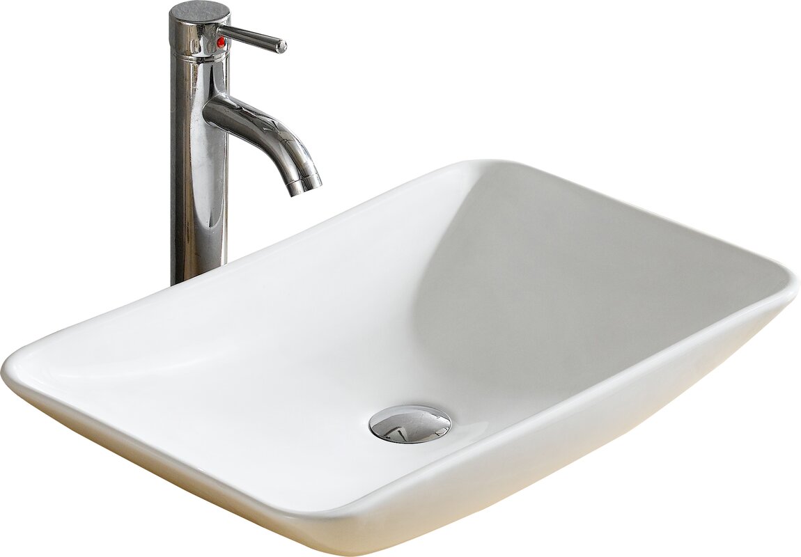 modern ceramic rectangular vessel bathroom sink